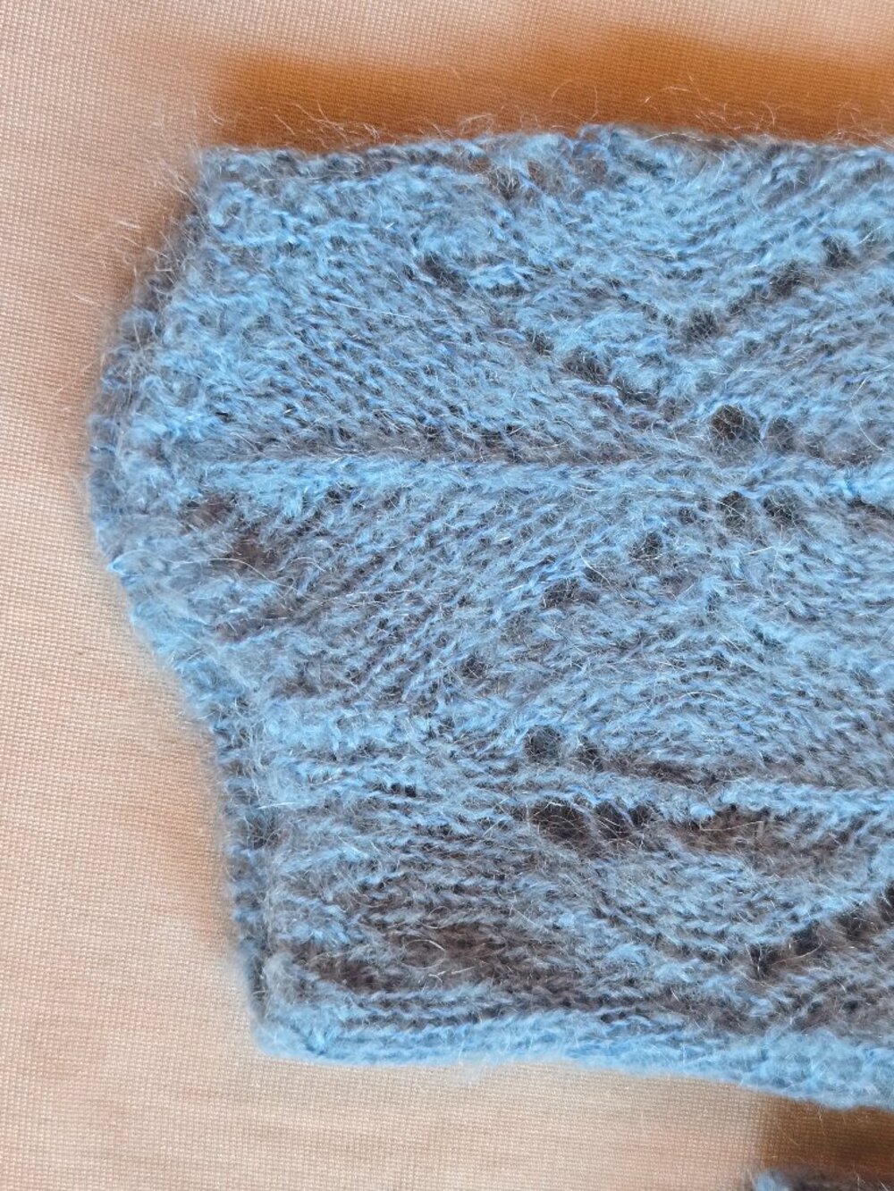 LOFT Dusty Blue Open Lace Knit Mohair Cardigan w Ribbed Shawl Style Collar M - Picture 13 of 16